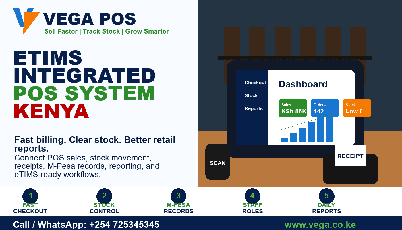 eTIMS integrated POS system Kenya by Vega POS