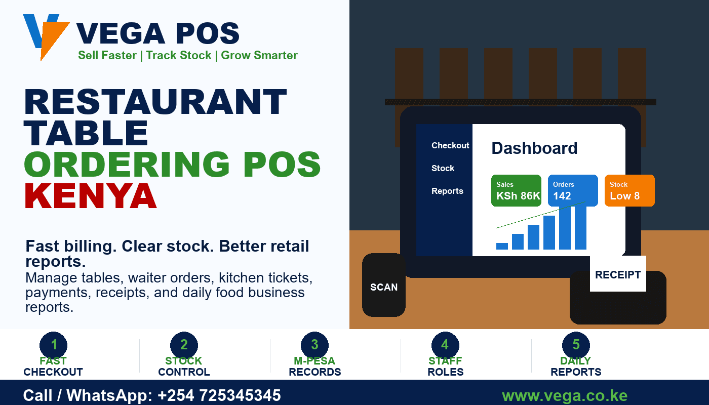 Restaurant Table Ordering POS Kenya by Vega