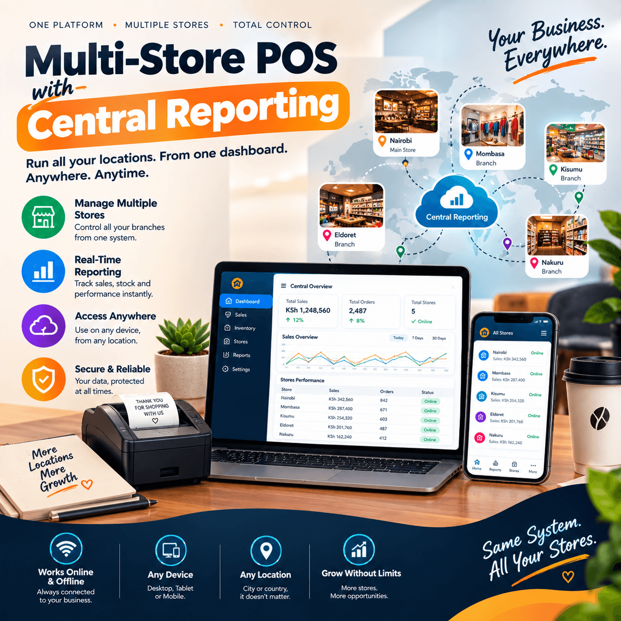 Multi-store POS with central reporting
