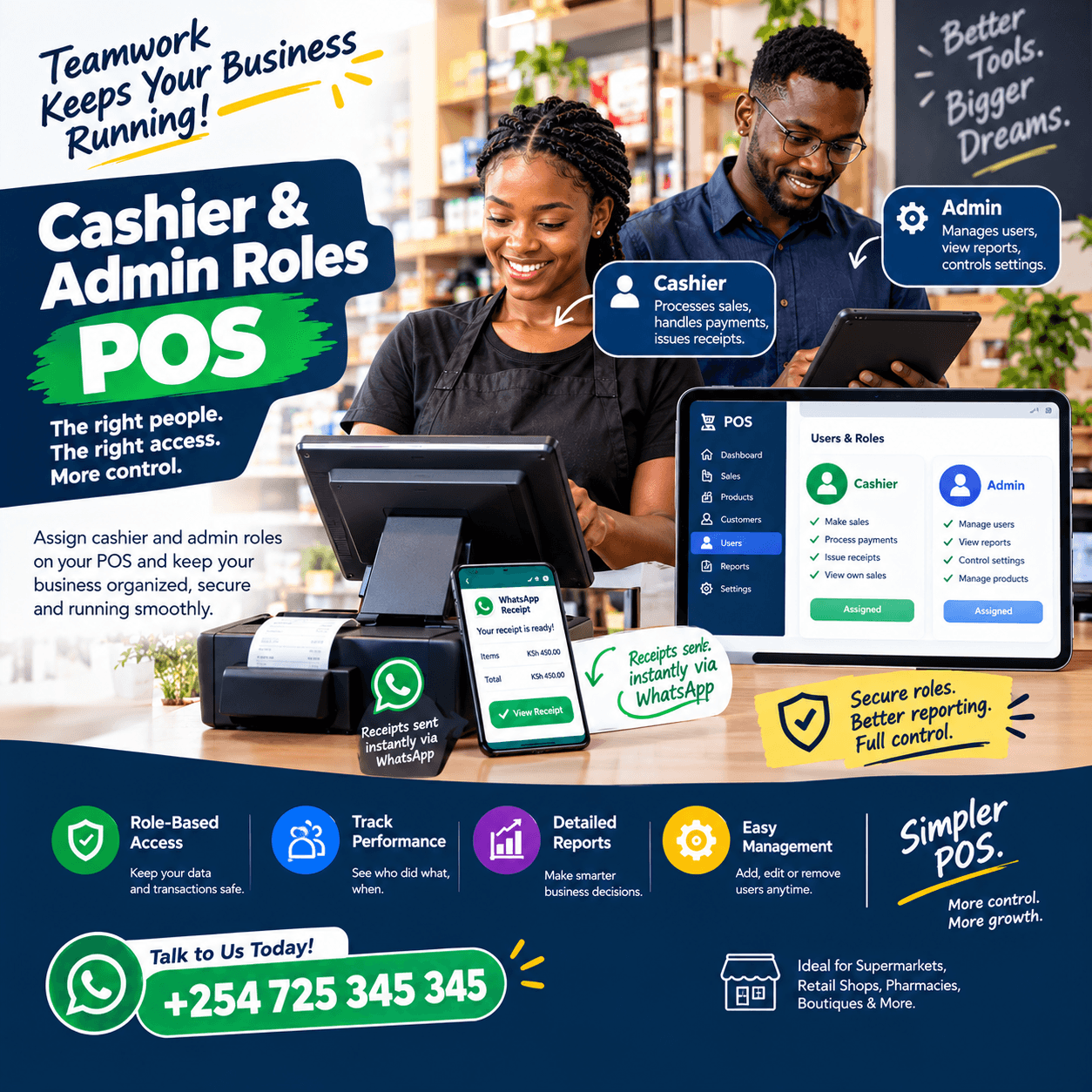 Cashier and admin roles POS