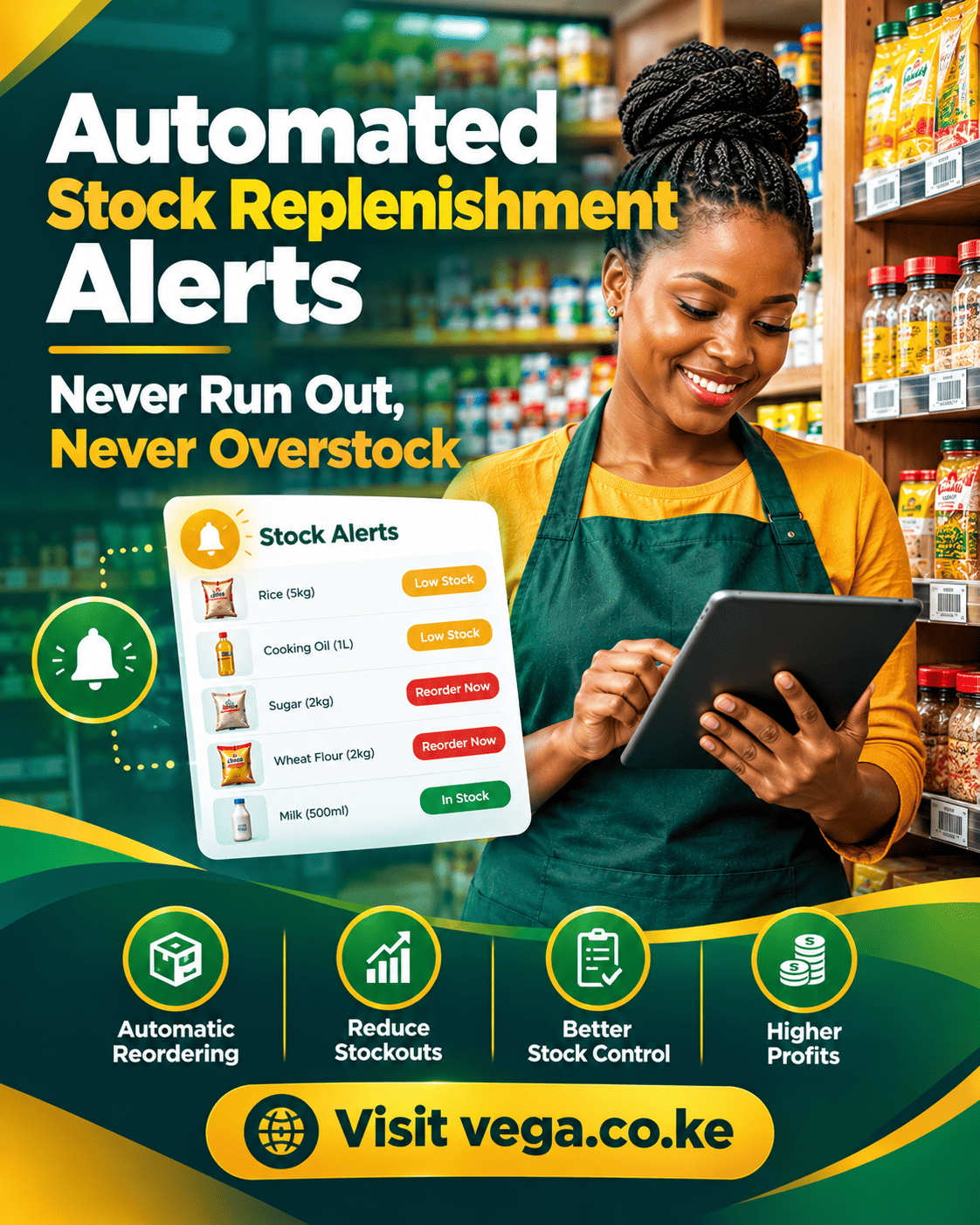 Automated stock replenishment alerts POS