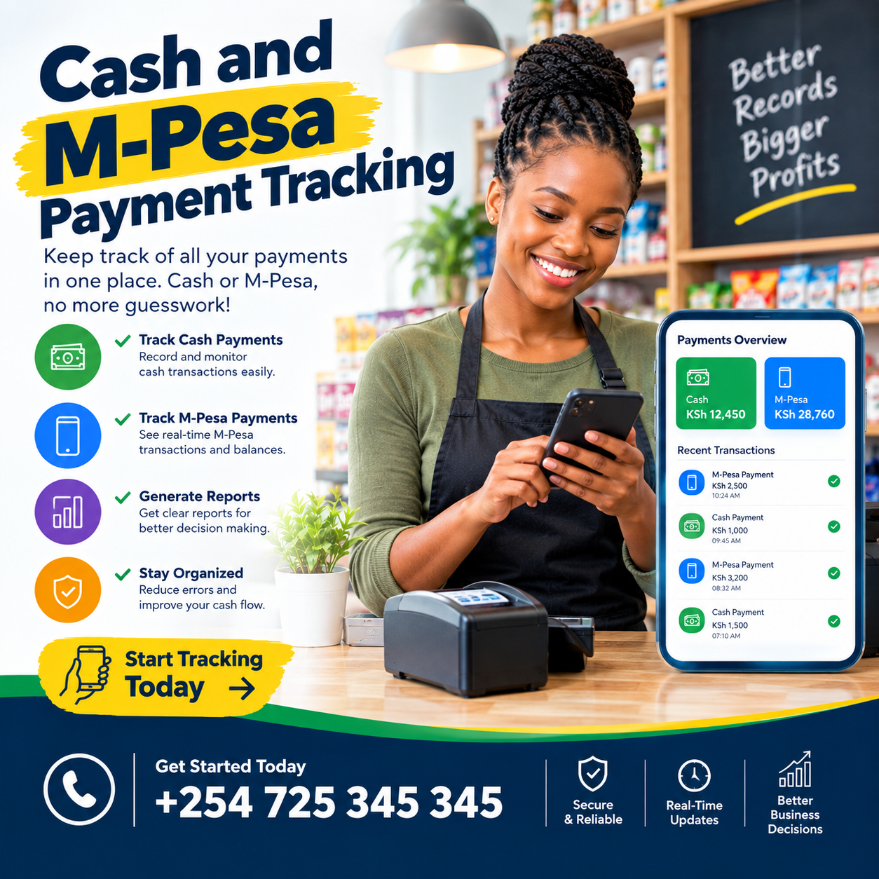 Cash and M-Pesa payment tracking