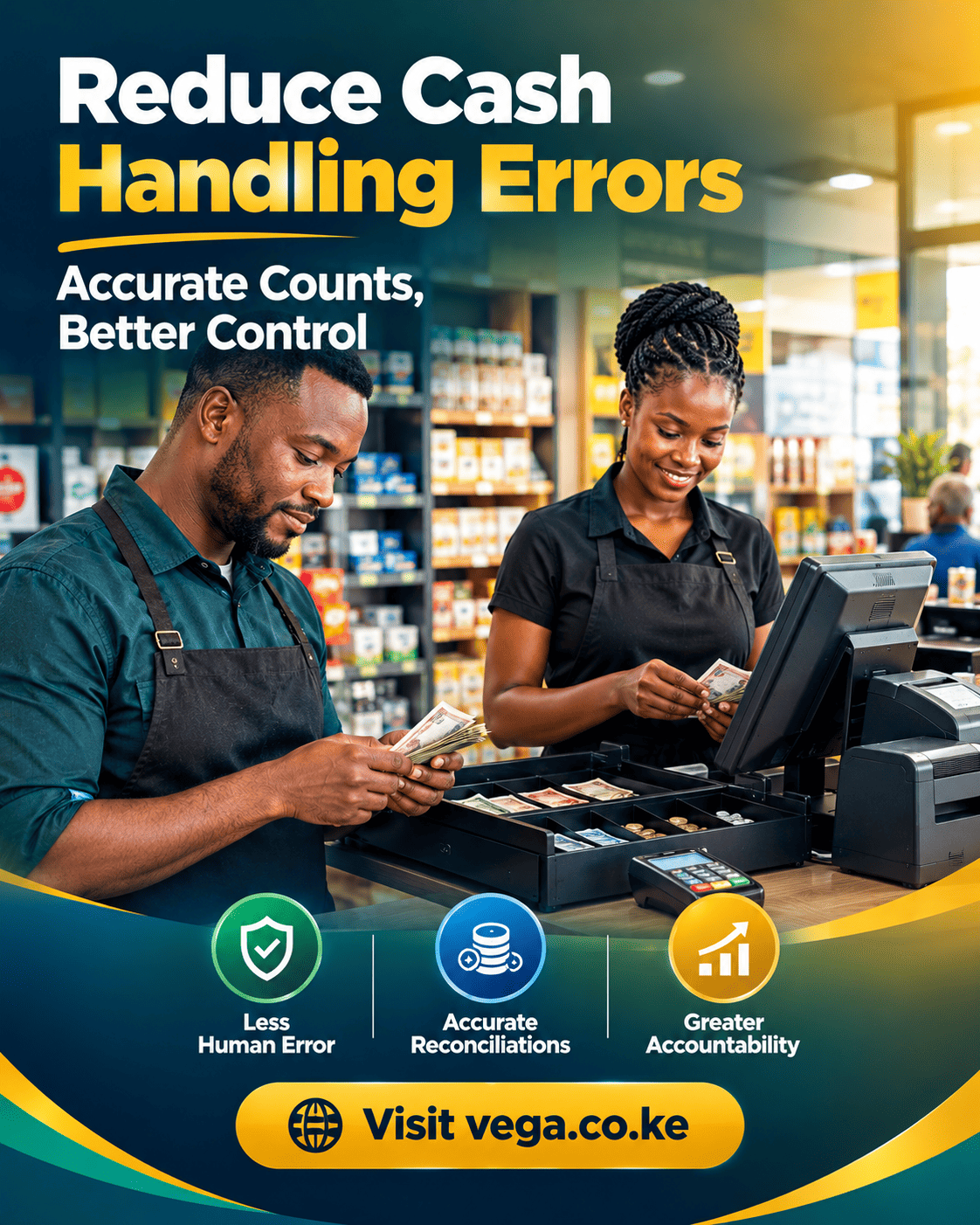 Reduce cash handling errors with vega POS in Kenya