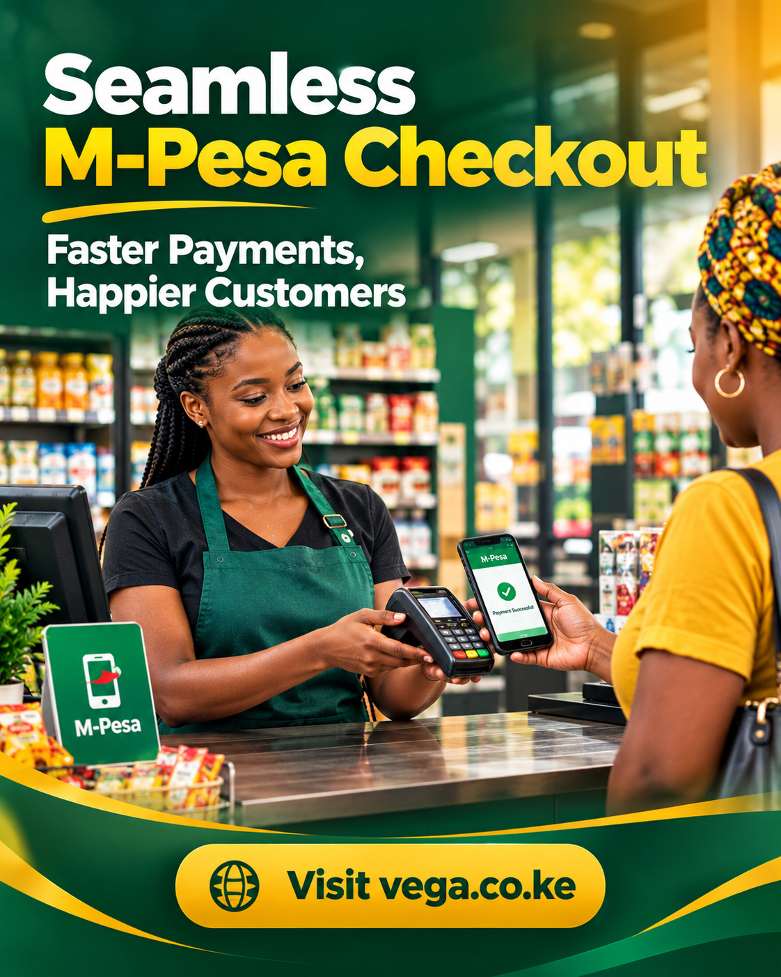 Seamless M-Pesa checkout for retail stores
