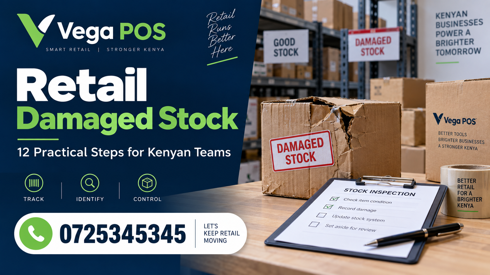 Retail damaged stock with Vega POS; call 0725345345