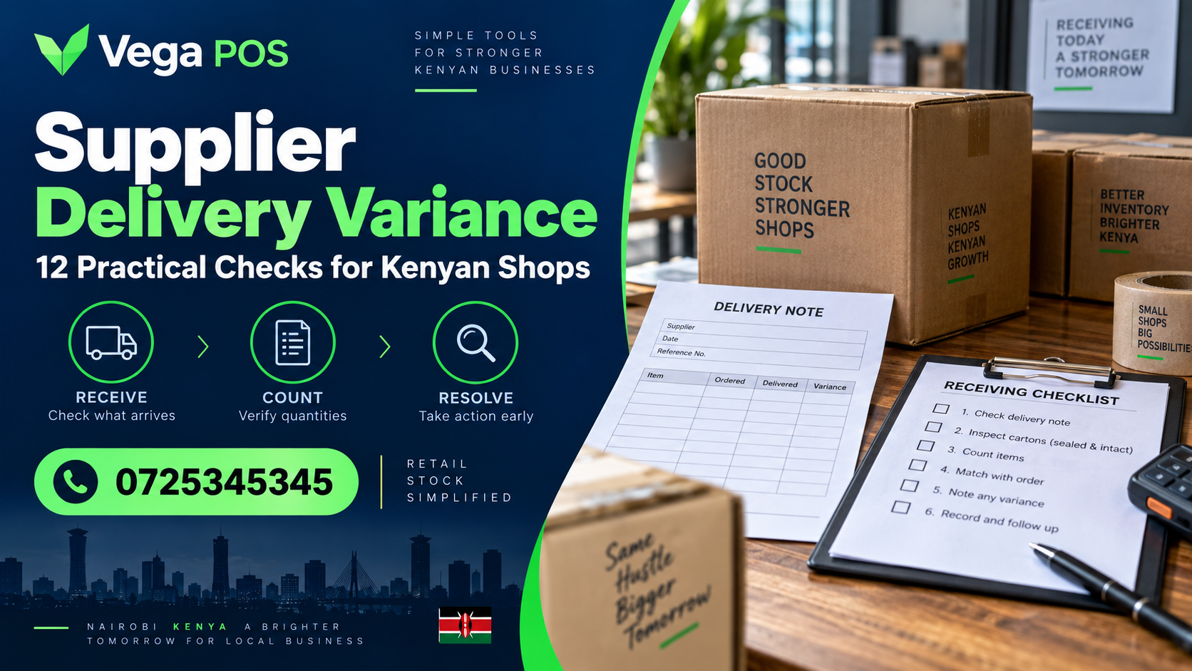 supplier delivery variance — Vega POS. Call 0725345345.